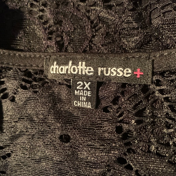 Charlotte Russe Black Lace Dress Long Sleeve Round Neck Stretch Party US2X UK 24 - Picture 6 of 13